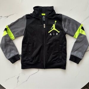 Air Jordan Toddler Black and Gray Track Jacket with Neon Green Accents - Size 4T
